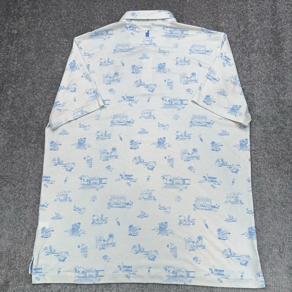 JOHNNIE-O Beginner's Luck Polo Shirt‎ Men's XL White 50s Casinos BEAR CREEK GOLF